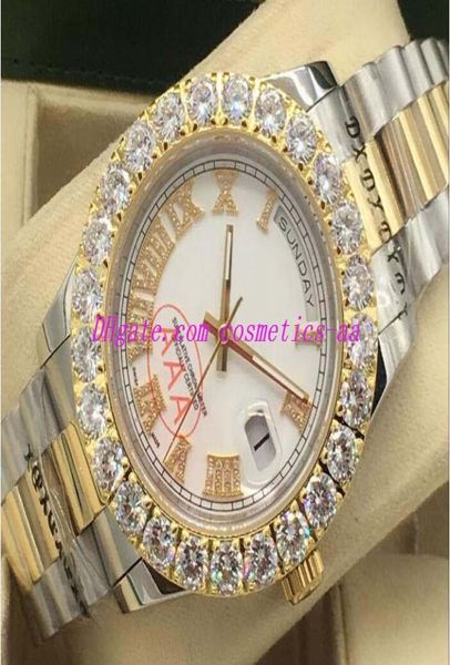 Luxury Watch 4 Style Two Tone Mens 43mm II Bigger Diamond Beliscel Roman Dial Roman Moda Automatic Men039s Watch Wristwat3926147