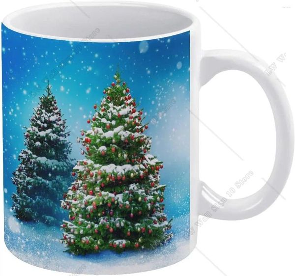 Canecas lindas árvores de natal caneca de dois anos de café com cerâmica de café com alça 11 onças para presente em casa