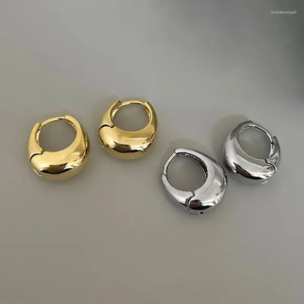 Brincos de argola Huanzhi metal geométrico em forma de U fivela de orelha para mulheres meninas coreanas de moda simples de deslocamento de jóias de tendência 2024