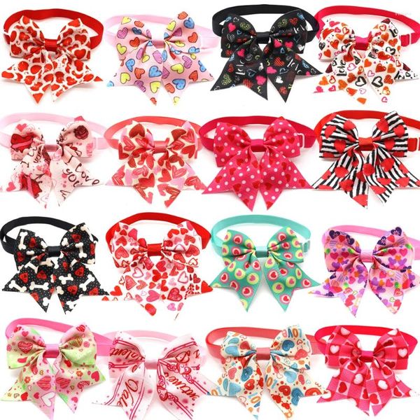 Köpek Giyim 30/50 PCS Sevgililer Günü Evcil Hayvan Aksesuarları Kırmızı Pembe Küçük Köpekler Bowties Kravat Aşk Malzemeleri Sevimli Kedi Bow Tie