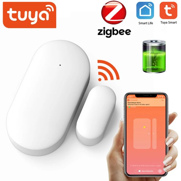 Детектор Tuya Zigbee Smart Door Sensor Intelligent Sciess Security Alarm The Wireless Detector Поддерживает приложение Tuya / Smart Life
