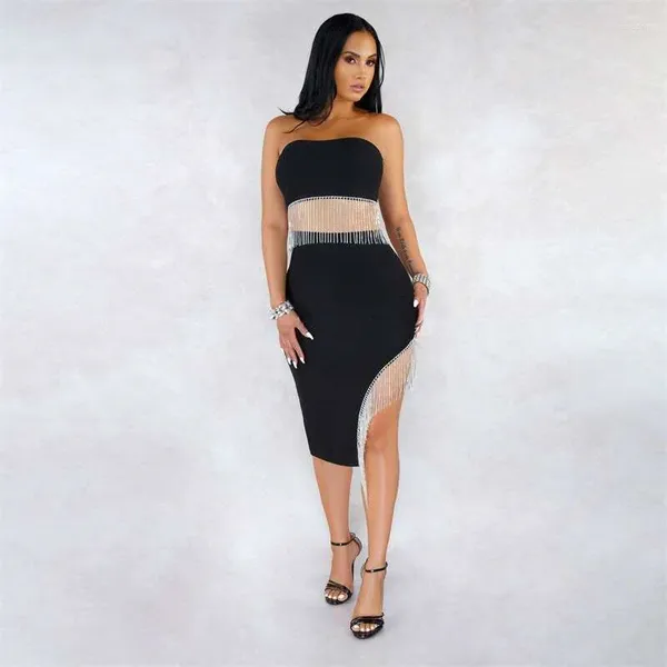 Abiti da lavoro Elegante spalline senza spalla Crop Top Top High Waist Gonna BodyCon Suit Cocktail Sump Women Sexy Two Fece Set Night Clubwear