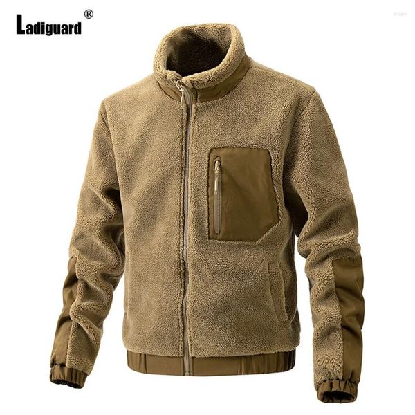 Herrenjacken plus Größe 3xl Männer lässig Plüsch 2024 Winter Kaschmirschichten Mens Patchwork Tops Oberbekleidung Vintage Reißverschluss Pocket Pocket Jacket