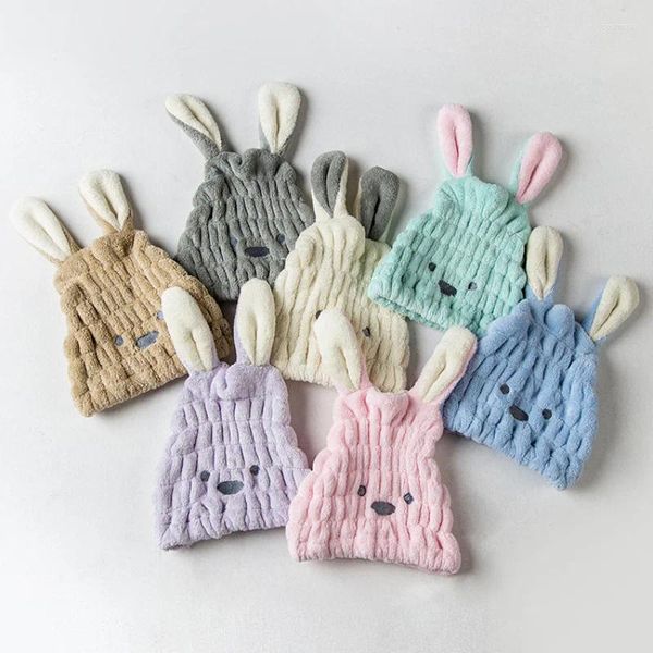 Toalha orelhas longas chapéus de lã de lã de coral grossa Capas de secagem para crianças Bosques fortes de toalhas absorventes suprimentos de banheiro