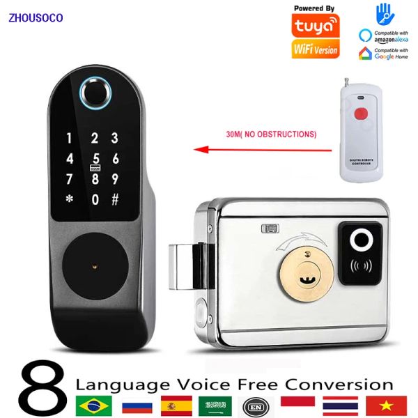 Lock Tuya WiFi Fingerabdruck Lock Biometrische Digital Electronic Lock Bluetooth TTLOCK App Passcode IC -Kartenschlüsselloser Eingang Smart Door Schloss