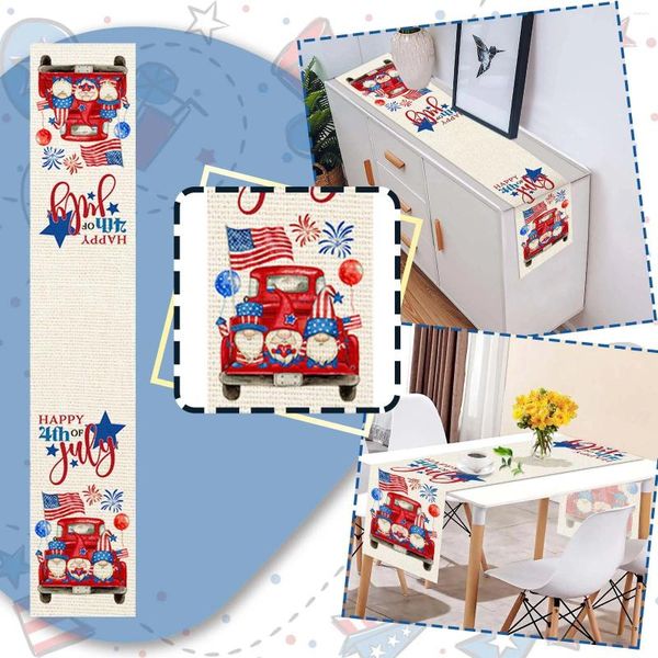 Tailt Runner Runner Independence Farmhouses para cozinha Daving Decor Decor Decor de cachecol Decorativa Banner Light Tule Ribbon