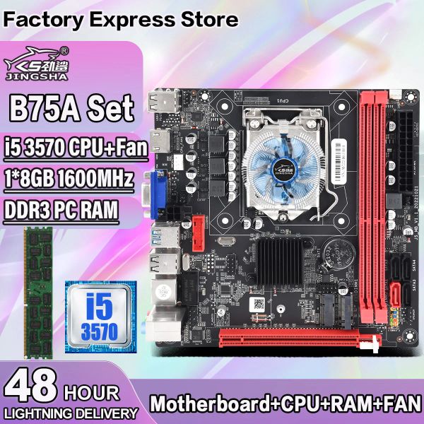 Kit de placa -mãe B75A ITX com processador Core i5 3570 e Memória DDR3 de 8 GB de DDR3 +CPU Integrated GPU Placa MAE LGA 1155 Prainboard