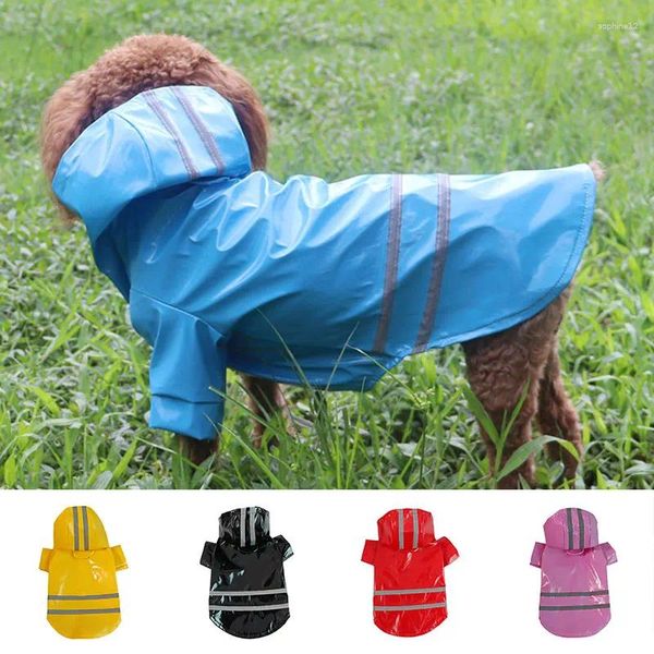 Vestuário de vestido de cachorro pu à prova d'água de capa de chuva refletida em roupas de segurança ao ar livre respirável em tamanho grande de tamanho de estimação de animais de estimação