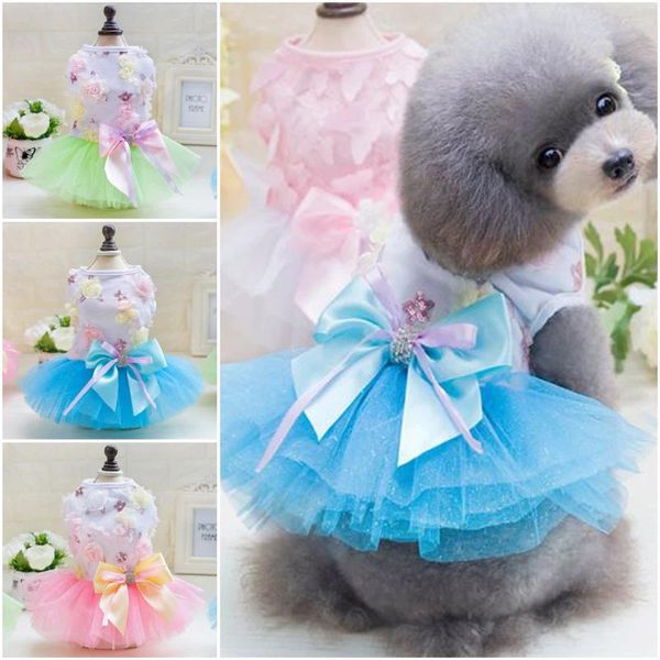 Abbigliamento per cani Abiti da sposa dolce per cagnolini Flanella Abito da cucciolo caldo Trendy Principessa Bowknot Cute Pet Tutu