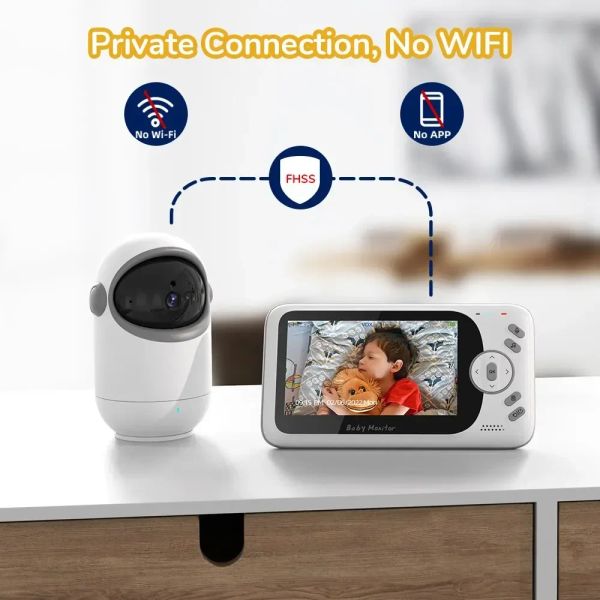 Monitora VB801 Baby Monitor Video Video Pan Tilt Câmera 2.4g sem fio Bidirecionamento de áudio Visão noturna CAM