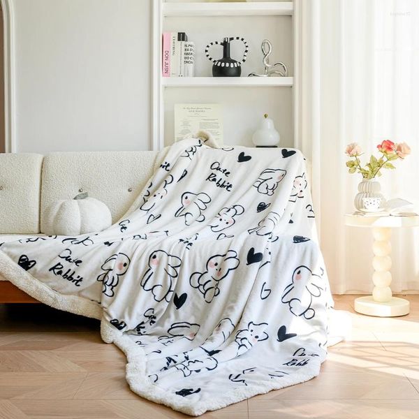 Coperture per sedie Yanyangtian Agnello di divano in lana coperta coperta per letti per letti per cucina soggiorno per camera da letto Cartoon stampa