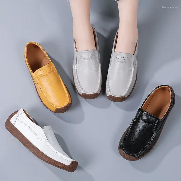 Scarpe casual da donna che cammina vera pelle vera sneaker in pelle scamosciata per mucca per leisure signore slip-on mocassini