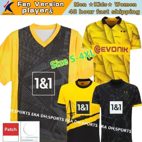 Dortmunds 23-24 Futbol Forması Trikot 50. Özel Yıldönümü Futbol Gömlek Çocuk Kiti 2024 Borussia Sancho Reus Ana Sayfa Moukoko Brandt Hayranlar Oyuncu Boyutları-4XL