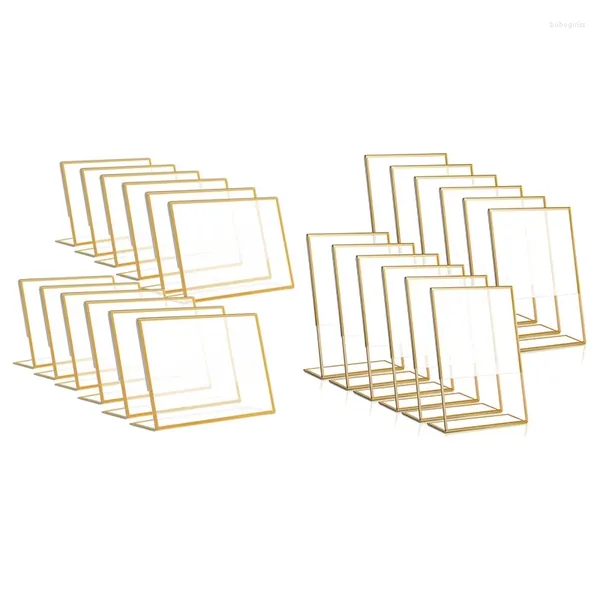 Quadros 12pcs moldura de ouro acrílico portador de casamento Número da mesa de casamento Stand com dupla face 4x6innch