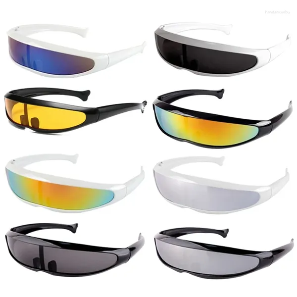 Sonnenbrille Männer Frauen Fischschwanz Design Futuristischer Stil Mirror Brillen Windschutz Raumroboter Brillen für Cosplay -Party