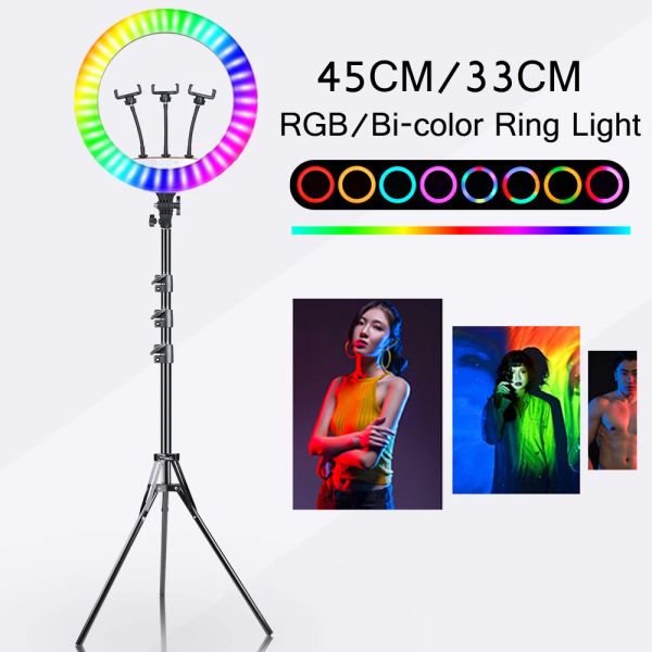 Monopods 18 inç Yüzük Işık Dimmable 45 33cm Selfie Lamba ile Tripod Fotoğraf Aydınlatma Stüdyosu Video Işıkları Canlı Makyaj YouTube