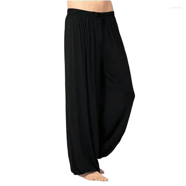 Calça ativa jogadores masculinos calças de moletom casual de cor sólida calça folgada dança da barriga de ioga harém slacks