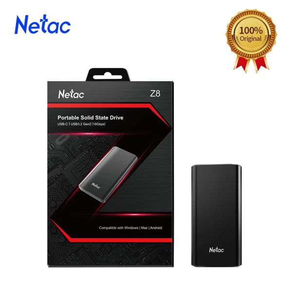 Sürücüler Netac Harici SSD 1TB 250GB 500GB SSD 2TB HD Taşınabilir Sabit Dayanak Dayanma Sürücüsü USB3.2 Dizüstü Bilgisayar İçin Tip C Tip Bilgisayar