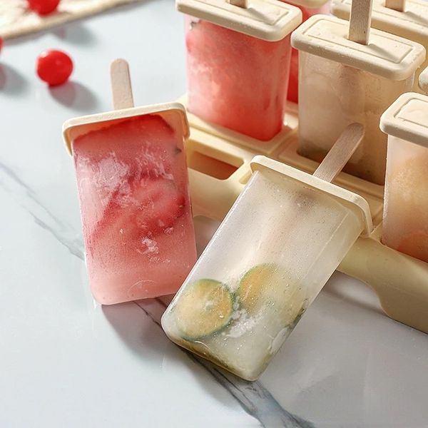 4-9 Zellen große Größe Silikon Eisform Eis am Stiel DIY hausgemachter Dessert Gefrierschrank Fruchtsaft Ice Pop Maker Schimmelpilze Sticks