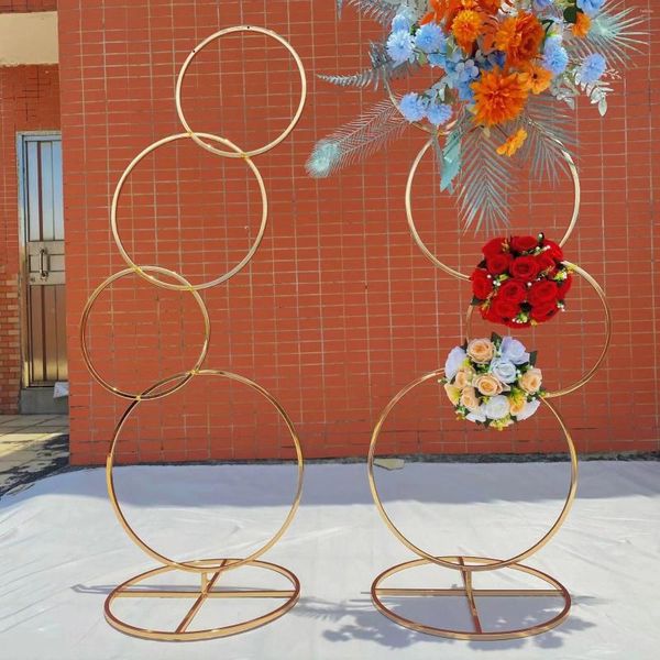 Decorazione per feste Proppetti di nozze Gate Fiore Ringot Donut Ring Stand Background Guida Floral Arch