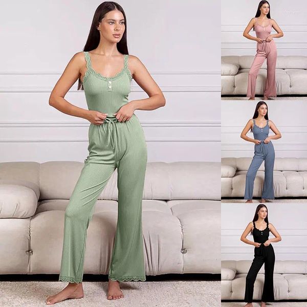 Clothing Clothing Women's Pijamas Conjunto de verão Suspender de renda Top Sexy Garota picante caseira