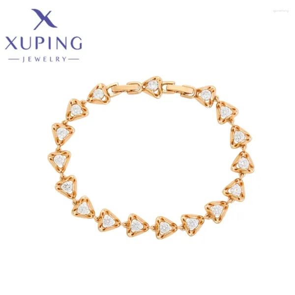 Pulseiras de link xuping jóias simples de moda pcopper liga de zircão elegante estilo para mulheres colorido de ouro presente x000768113