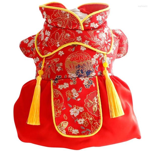 Hundebekleidung Chinesisches Frühlingsfest -Kleidung Tang Anzug Winter Haustierkleid Coding Coat Cheongsam Katze Welpe Kostüm Outfit