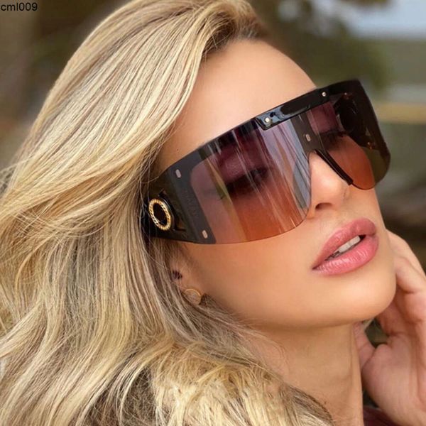 Neue einteilige Hohlausläufe große Sonnenbrille Damen Sonnenbrille Modebrille Schießzyklasse Brille