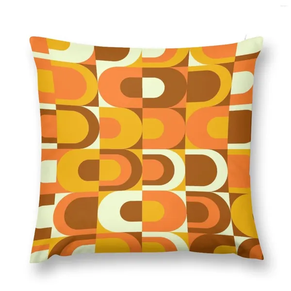Подушка 70 -х рисунок ретро -инкустриальный в оранжевых и коричневых тонах бросить диван наволоч
