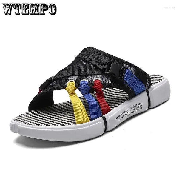 Slippers wtempo estilo étnico individual tendência desodorante masculina ao ar livre líquido de sandálias vermelhas de personalidade sapatos de praia