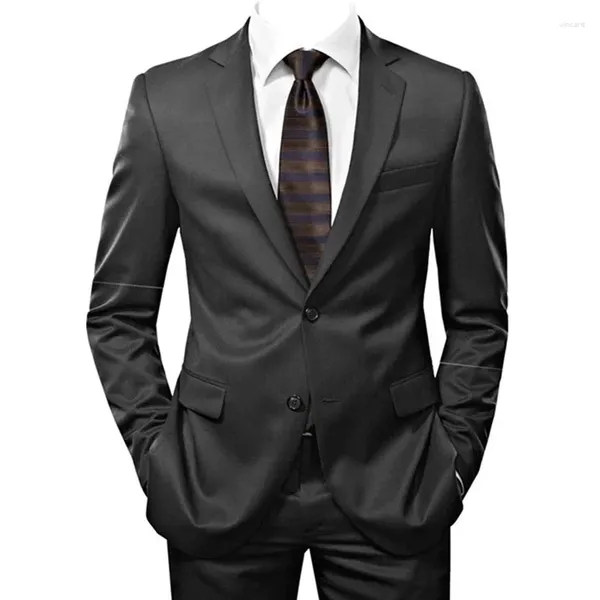 Ternos masculinos Black Men Business Notched Lapela Custom Slim Fit 2 Peças Tuxedo de casamento formal para o gestão Fantas do escritório Moda masculina