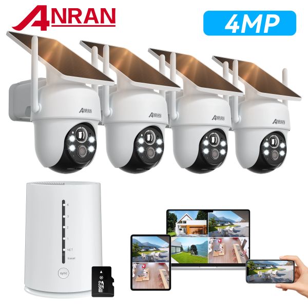 System Anran 2K/4MP Solar Wireless Security Camera System Outdoor WiFi Überwachungskamera Kits wiederaufladbare Batterie Solar betrieben