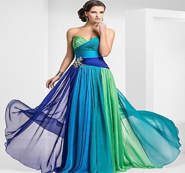 Abiti da sera per la sera del pavone da pavone di Robe de Soiree 2017 Chiffon Blue Vestitido de Festa Long Bandage Prom Party Party