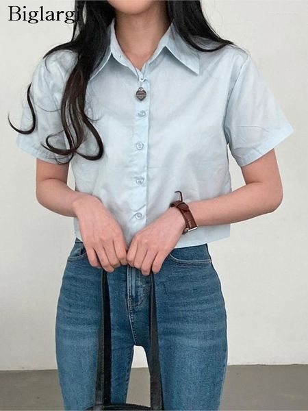 Frauenblusen Sommer zurück geteilte Hemds Tops Frauen koreanische Mode Slim Ladies Clopped Casual Short Sleeve Frau