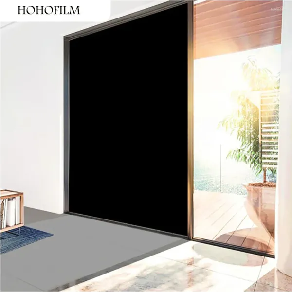 Fensteraufkleber Hohofilm 152cmx6000cm Schwarzer Film Blackout Privacy Glass Aufkleber für Home Office Tint 0%VLT Rol