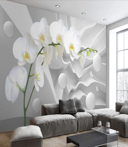 Özel 3D Stereoskopik Duvar Kağıdı Uzay Kelebek Orchid Top Duvar Kağıdı Modern Oturma Odası Yatak Odası 3D Duvar Kağıtları Büyük Mural3283575