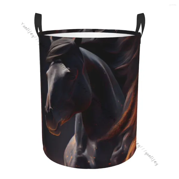 Sacchetti per lavanderia cavallo da bagno con il fuoco pieghevole vestiti sporchi cestino