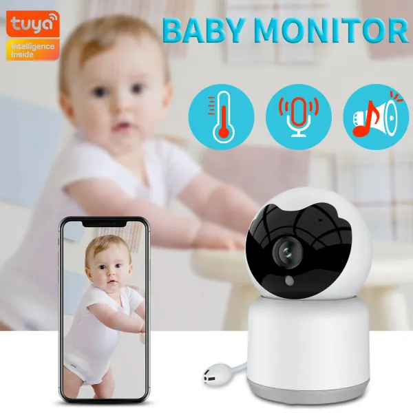 Monitora Tuya Smart Baby Monitor 1080p HD com temperatura e umidade Play Lullaby remotamente câmera de vídeo de babybies de áudio de áudio