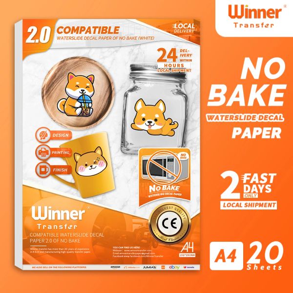 Paper WinnerTransfer Nobake White WaterSlide Transfer Paper для лазерной принтер принтер печатный наклейки с водой для стеклянной свечи