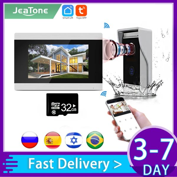 Intercom Jeatone Tuya Smart 7 Zoll WiFi Touchscreen Video Intercom für Home Night Vision Device Türklingel Kamera Monitor Europa Doorman