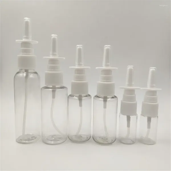 Speicherflaschen 12pcs 5 ml 10 ml 15 ml 20 ml 30 ml 50 ml leere Kunststoff -Nasenspray -Sprühpumpen -Sprühfrüchten Nasennasenfillbare Abfüllverpackungen