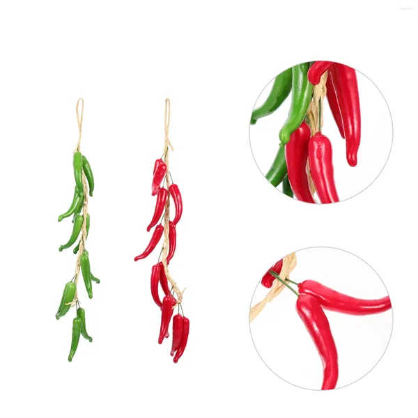 Dekorative Blumen 2 PCs Simulierte Chili -Spieße Bauernhaus Pfeffer Dekor Gefälschte Hänge Simulation Gemüse für Obstverzierung