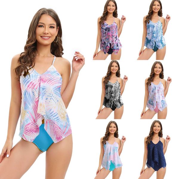 Designer Biquíni 2024 Split Tankini Swimsuit Set de duas peças com impressão de malha Impressão conservadora de maiô grande traje de banho Designer de roupas de banho