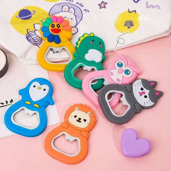 Kreativer Bieröffner Heimversuche Schöne Cartoon Weichkleber Tier Bier Öffnungsring mit Magnetisch für Kawaii Kichen Accessoires