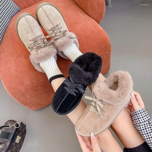 Scarpe casual stivali da neve femminile invernale piatto più pile ispessimento 100 cinghia anteriore a slip-on per indossare peluche calde