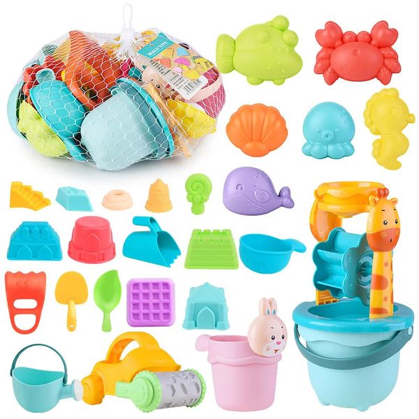 Strandspielzeug Baby Beach Play Kinder Sandbox Set Sommer Sandspiel Sandbaggerwerkzeuge Sandwasserspiel Spiel Spielzeug für Kindergeschenke240327