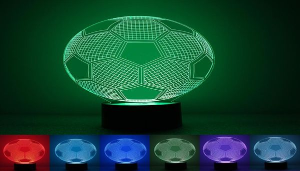 3D Football Illusion Lamp Night Light 7 Cores Coração de coração Multi Design Multi Design 5V USB6980809