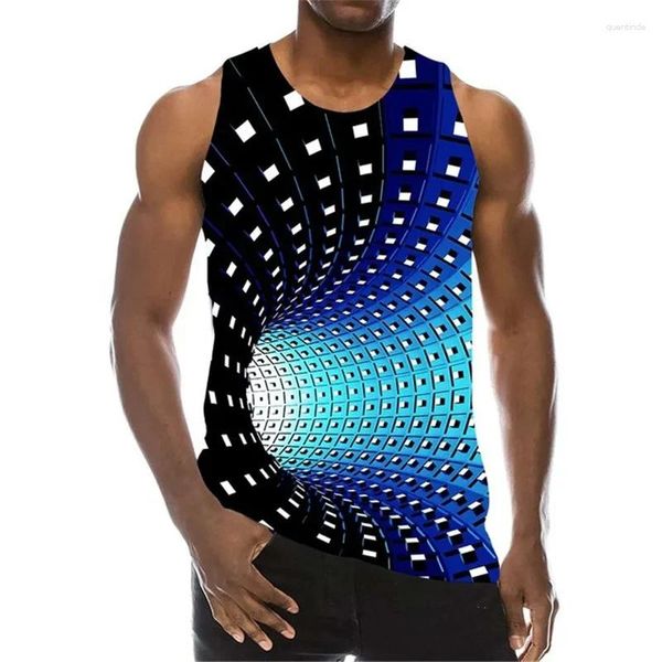 Tampo masculino Tops top para homens 3D Print Hole mangas padrão colete de moda verão diariamente casual o grande tamanho o pescoço masculino 6xl