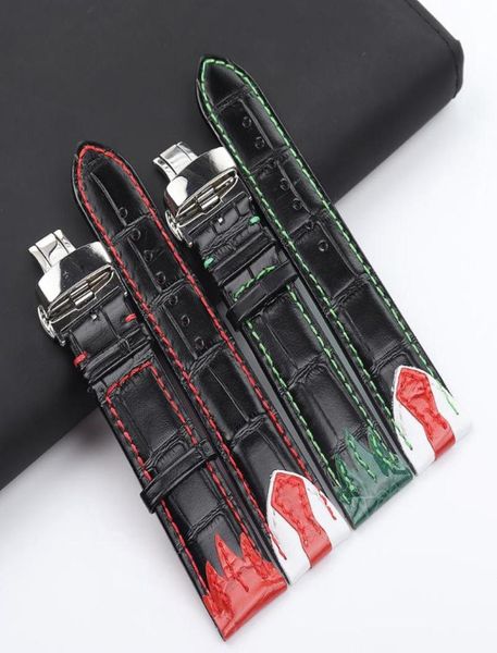 22 -mm -Stil Italienisch Kuhlattenschwarz Btterfly Clasp Watch Bands für Konstantin Chaykin Männer Armband Lederband 4725264