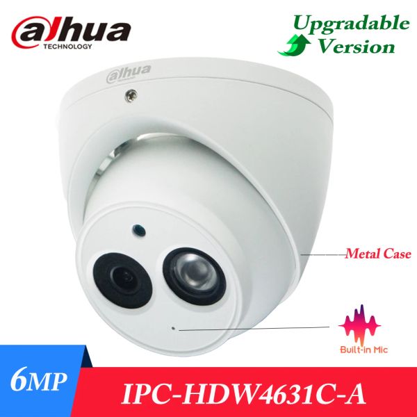 Kameralar Dahua Çok Dilli Sürüm IPCHDW4631CA 6MP Güvenlik Kamerası Poe Gözetim Ir Night Vision Bulinin Mic Metal Kılıfı